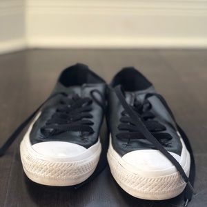 Black Leather Low Top Converse
